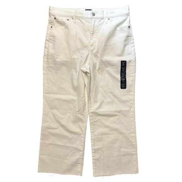 NWT J.Crew Wide Leg Crop Jean In All Day Stretch White Size 31 - Picture 3 of 9
